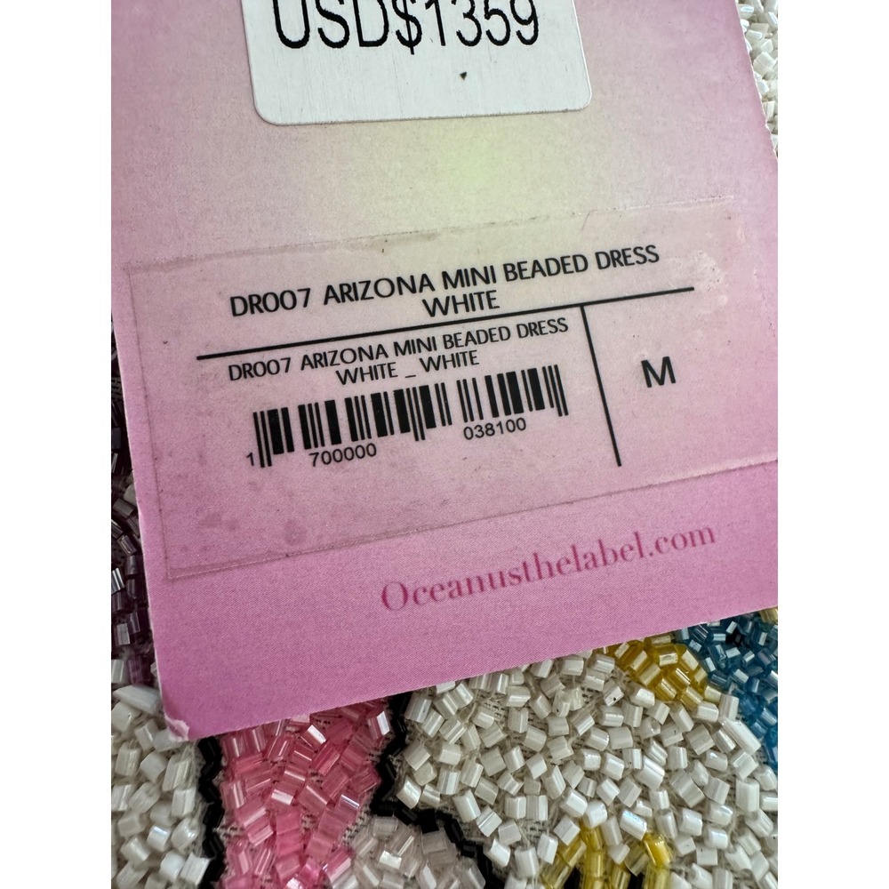 Oceanus The Label Arizona Mini Beaded Dress White Sea Life Fish Lobster New M - Picture 5 of 14